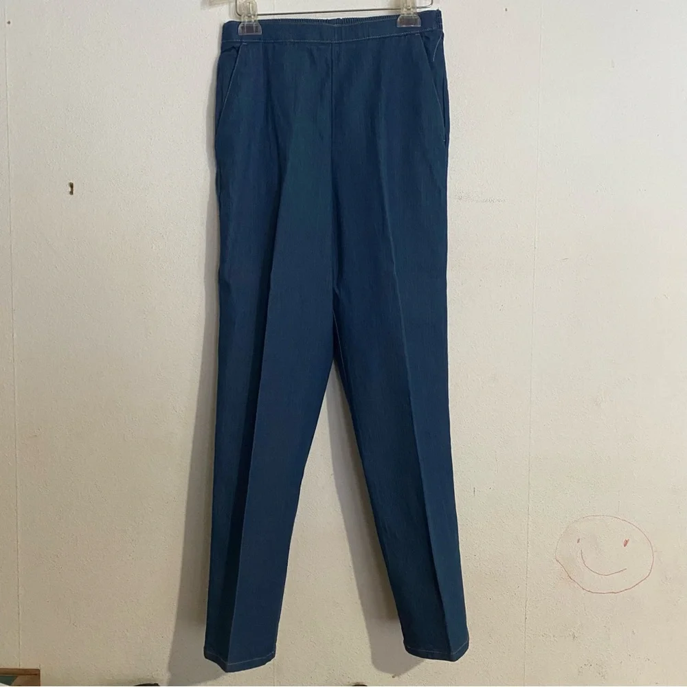 Vintage Laura Scott Vintage Straight Leg Pleated Denim Trousers: Size 10 - Picture 3 of 9